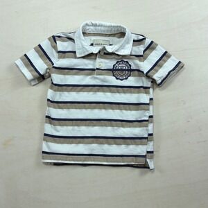 Stitch & Stone Boys Striped Polo Shirt Short Sleeve Athletic Club Crest Size 4
